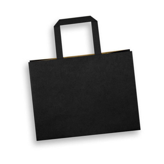 Medium Flat Handle Paper Bags Black